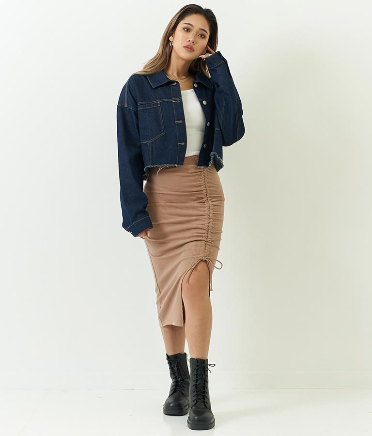 カット リブ スリット デザイン タイト スカート 791-8429