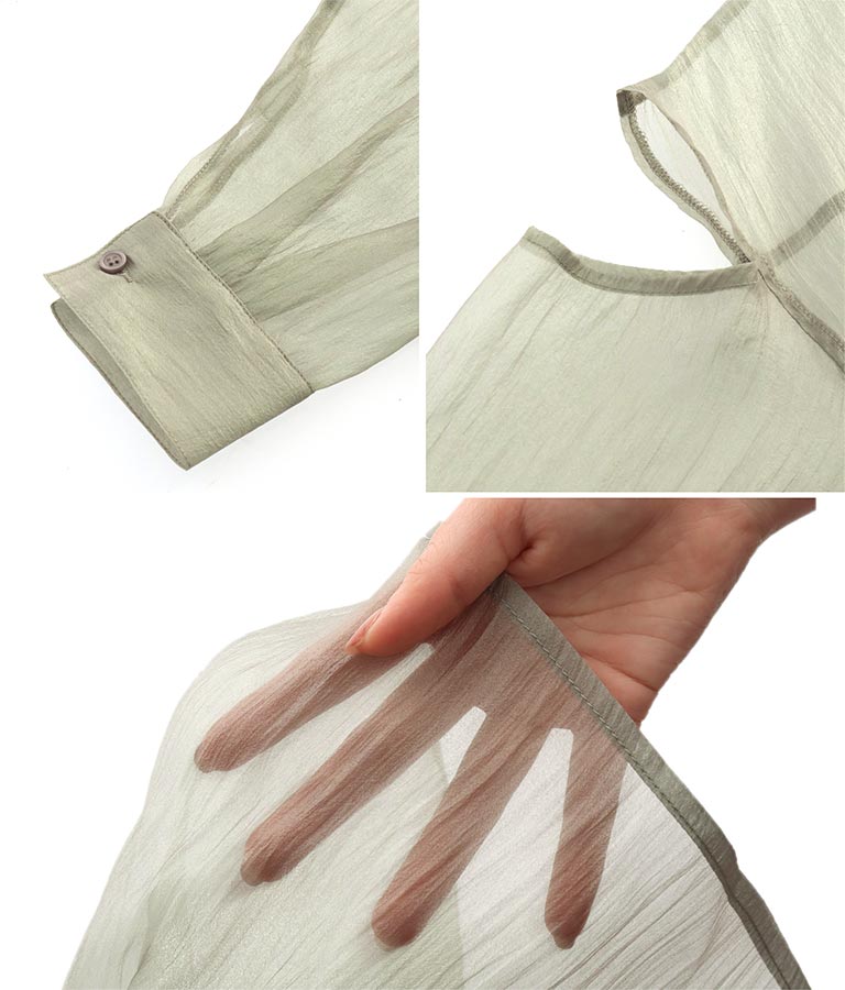 肩開きシアーシャツ