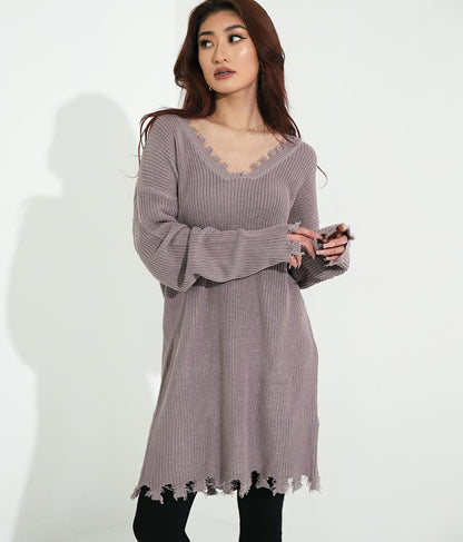 ダメージVネックゆるチュニック 493-2245