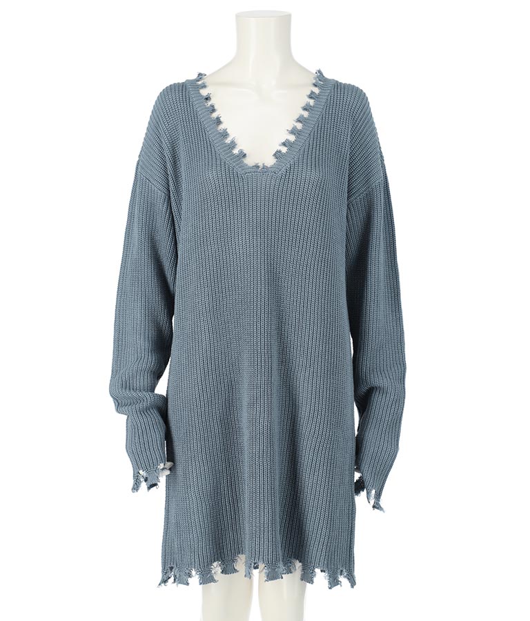 ダメージVネックゆるチュニック 493-2245