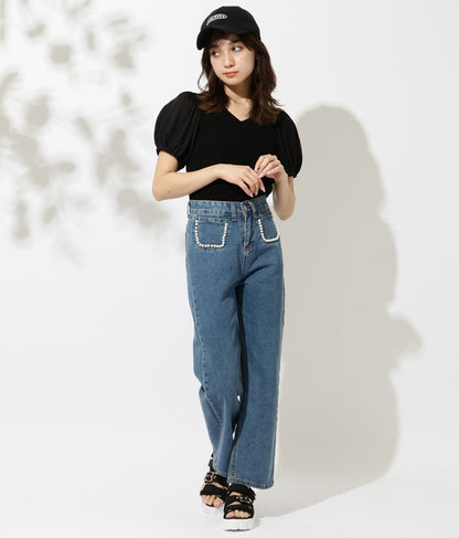 ボリューム パフスリーブ トップス ニット 553-5619