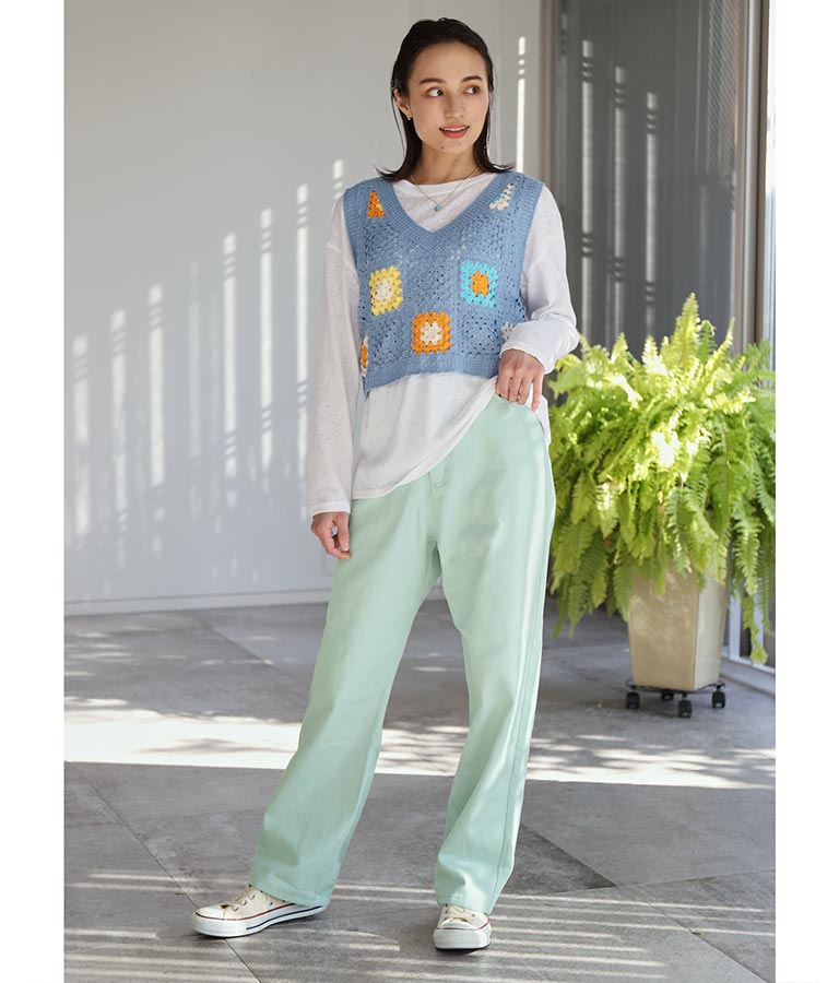 ツイルカラーストレートパンツ 852-5295