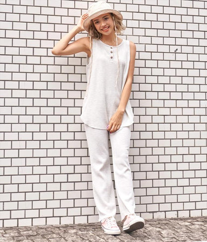 ウエスト ギャザー ワッフル フレア パンツ【セットアップ着用可】 852-5573