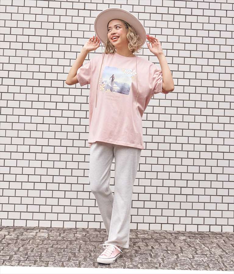 ウエスト ギャザー ワッフル フレア パンツ【セットアップ着用可】 852-5573