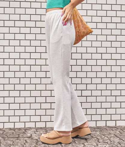 ウエスト ギャザー ワッフル フレア パンツ【セットアップ着用可】 852-5573