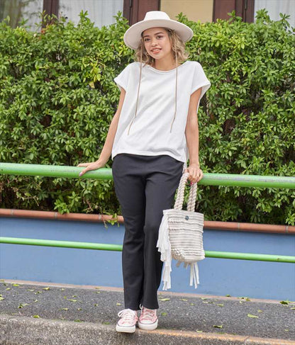 ウエスト ギャザー ワッフル フレア パンツ【セットアップ着用可】 852-5573