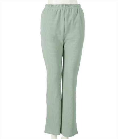 ウエスト ギャザー ワッフル フレア パンツ【セットアップ着用可】 852-5573