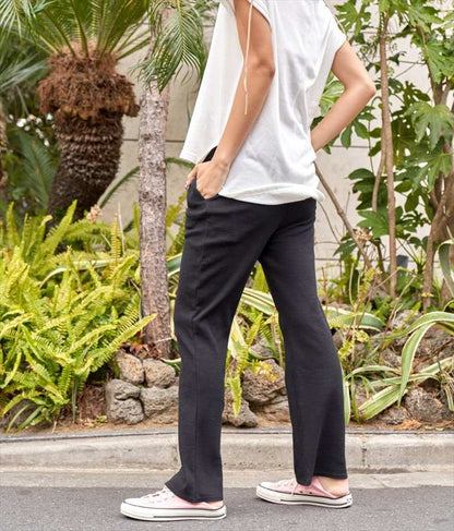 ウエスト ギャザー ワッフル フレア パンツ【セットアップ着用可】 852-5573