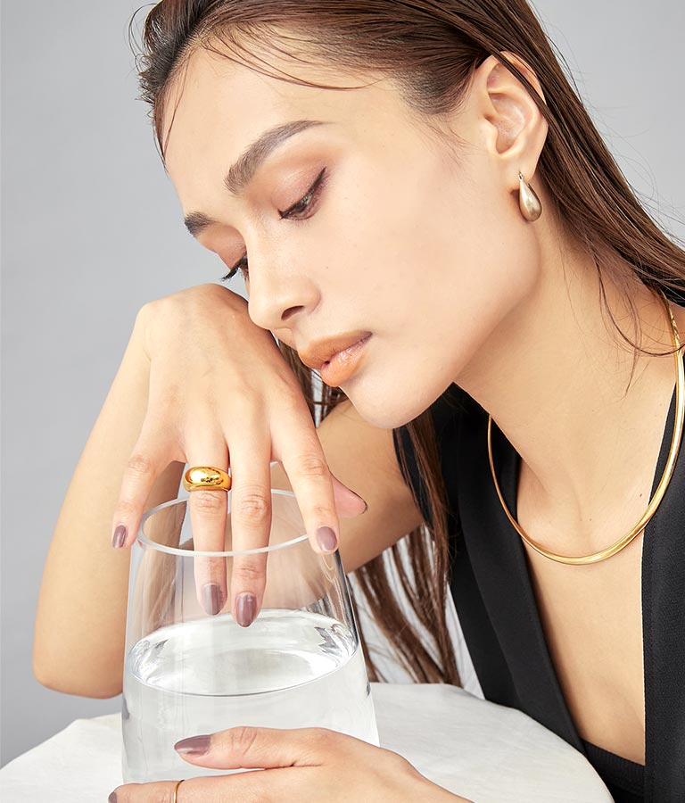 金属アレルギー対応 サージカル ステンレス 316L ボリューム デザイン リング 369-9150