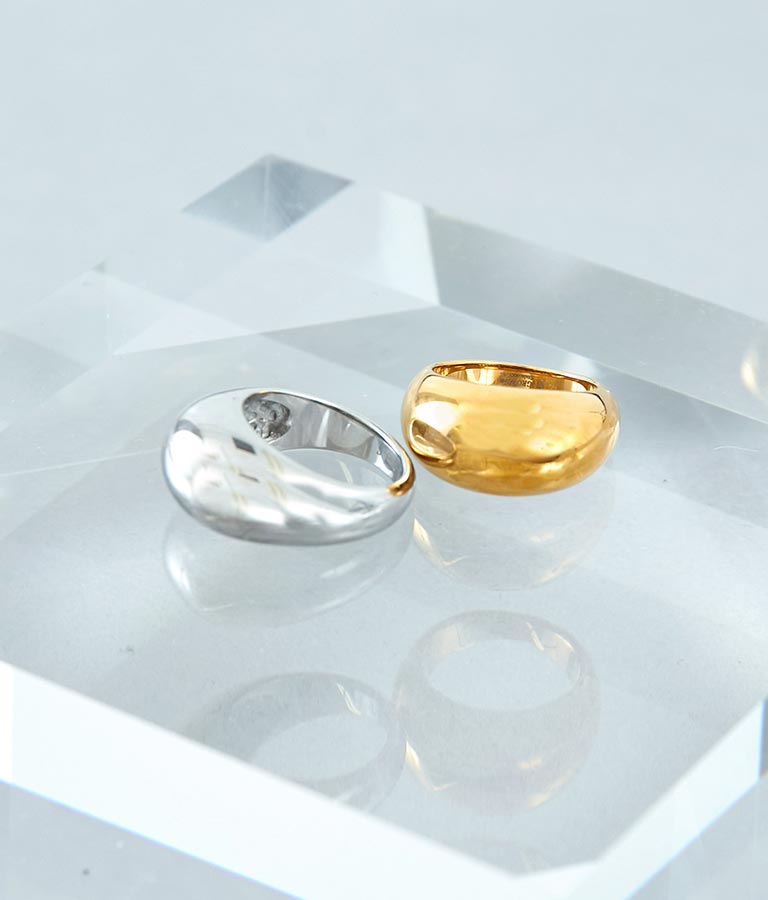 金属アレルギー対応 サージカル ステンレス 316L ボリューム デザイン リング 369-9150