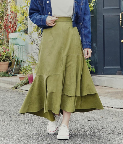 ピーチ起毛 アシンメトリー フレア スカート 521-6284