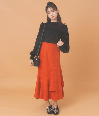 ピーチ起毛 アシンメトリー フレア スカート 521-6284