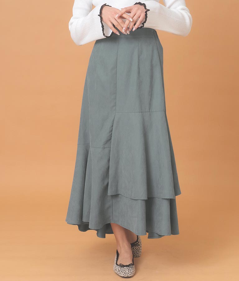 ピーチ起毛 アシンメトリー フレア スカート 521-6284