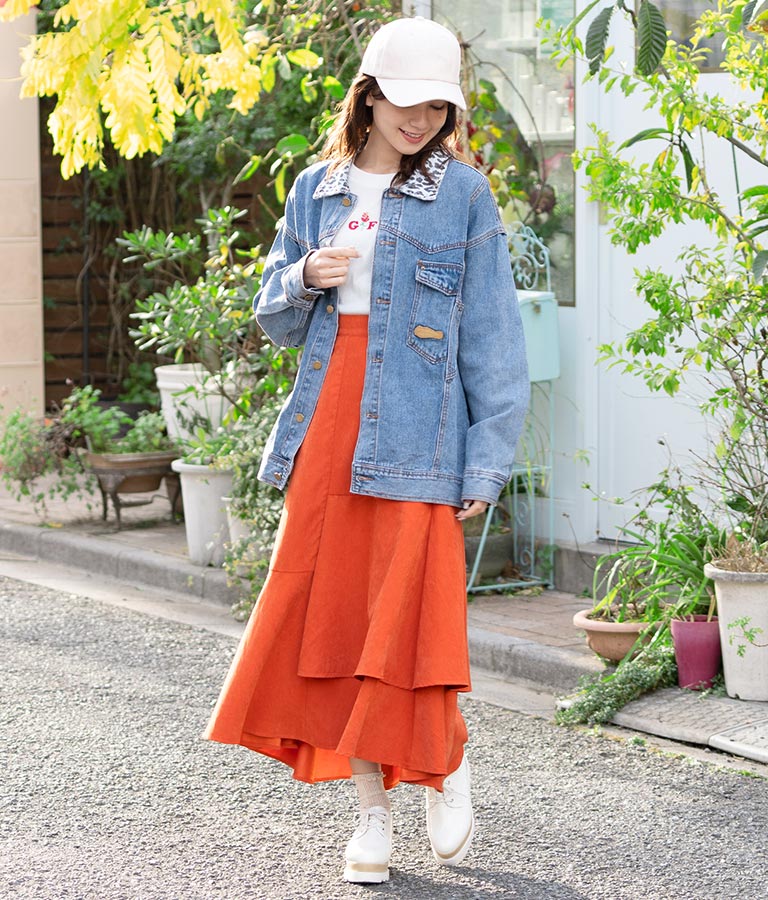 ピーチ起毛 アシンメトリー フレア スカート 521-6284