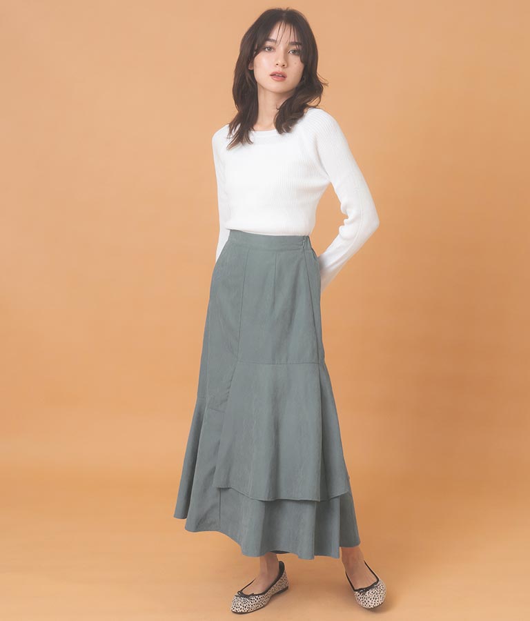 ピーチ起毛 アシンメトリー フレア スカート 521-6284