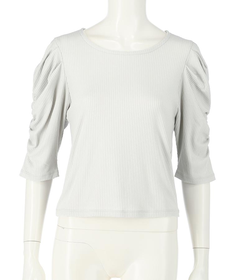 テレコリブパワショルトップスカットソー