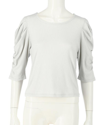 テレコリブパワショルトップスカットソー