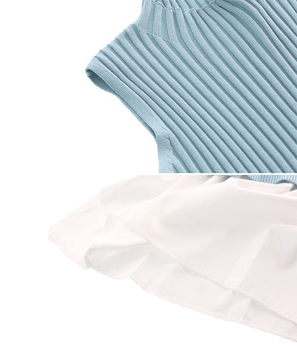 ノースリーブリブニットコンビトップスタンクトップ 153-5242