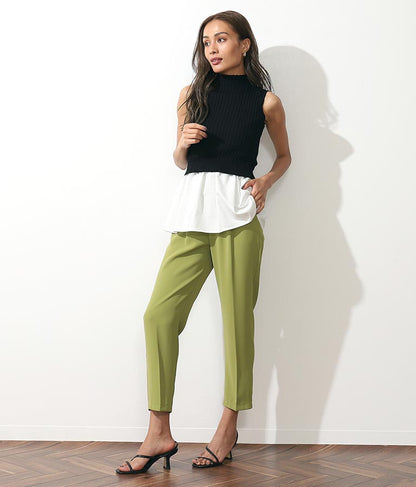 ノースリーブリブニットコンビトップスタンクトップ 153-5242