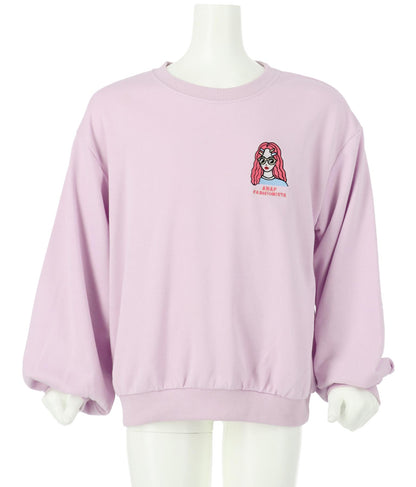 ワンポイント 刺繍 ミニ裏毛 トレーナー 423-2892