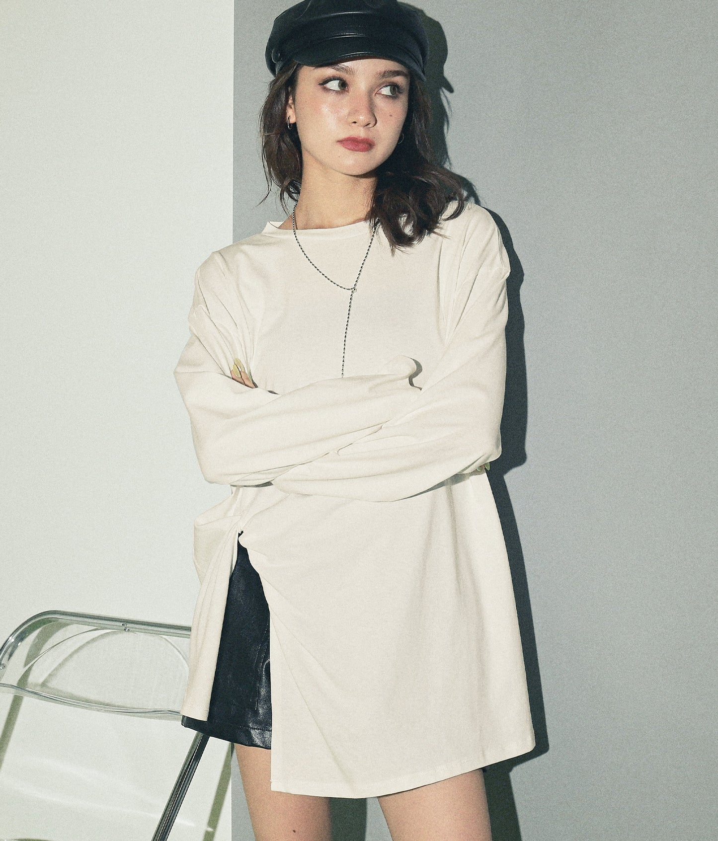 フロント ツイスト バック 刺繍 ロンT 153-5267