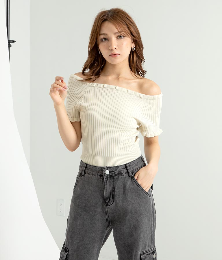 リブ メロー ニット トップス  153-5393