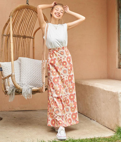 レトロ フラワー セミフレア スカート 851-5610