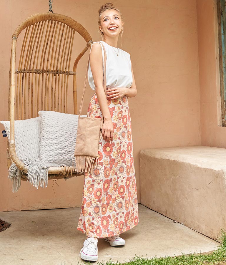 レトロ フラワー セミフレア スカート 851-5610