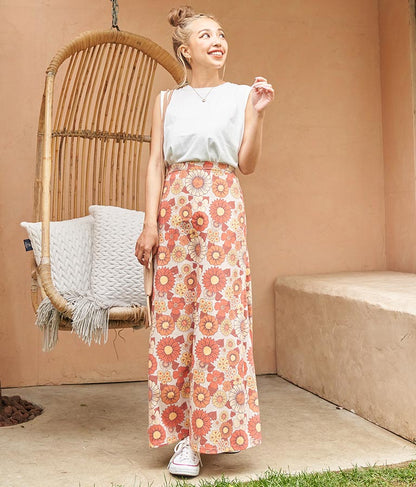 レトロ フラワー セミフレア スカート 851-5610