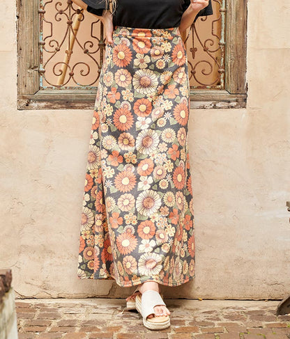 レトロ フラワー セミフレア スカート 851-5610