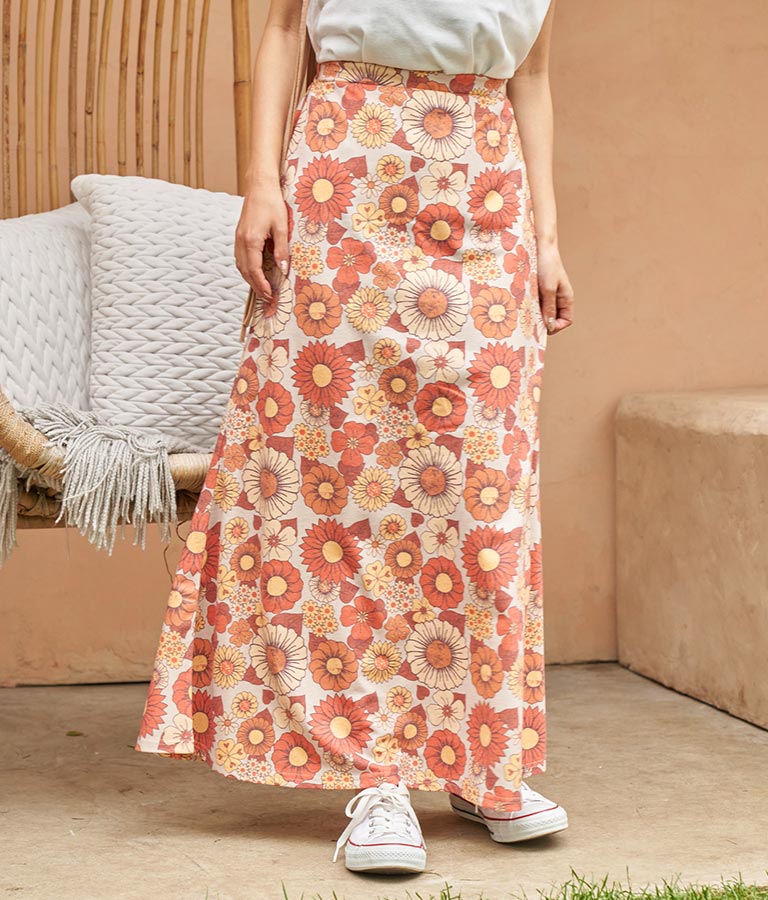 レトロ フラワー セミフレア スカート 851-5610