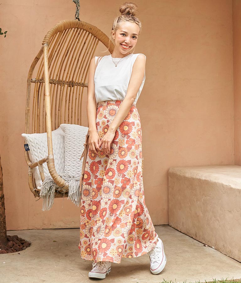 レトロ フラワー セミフレア スカート 851-5610