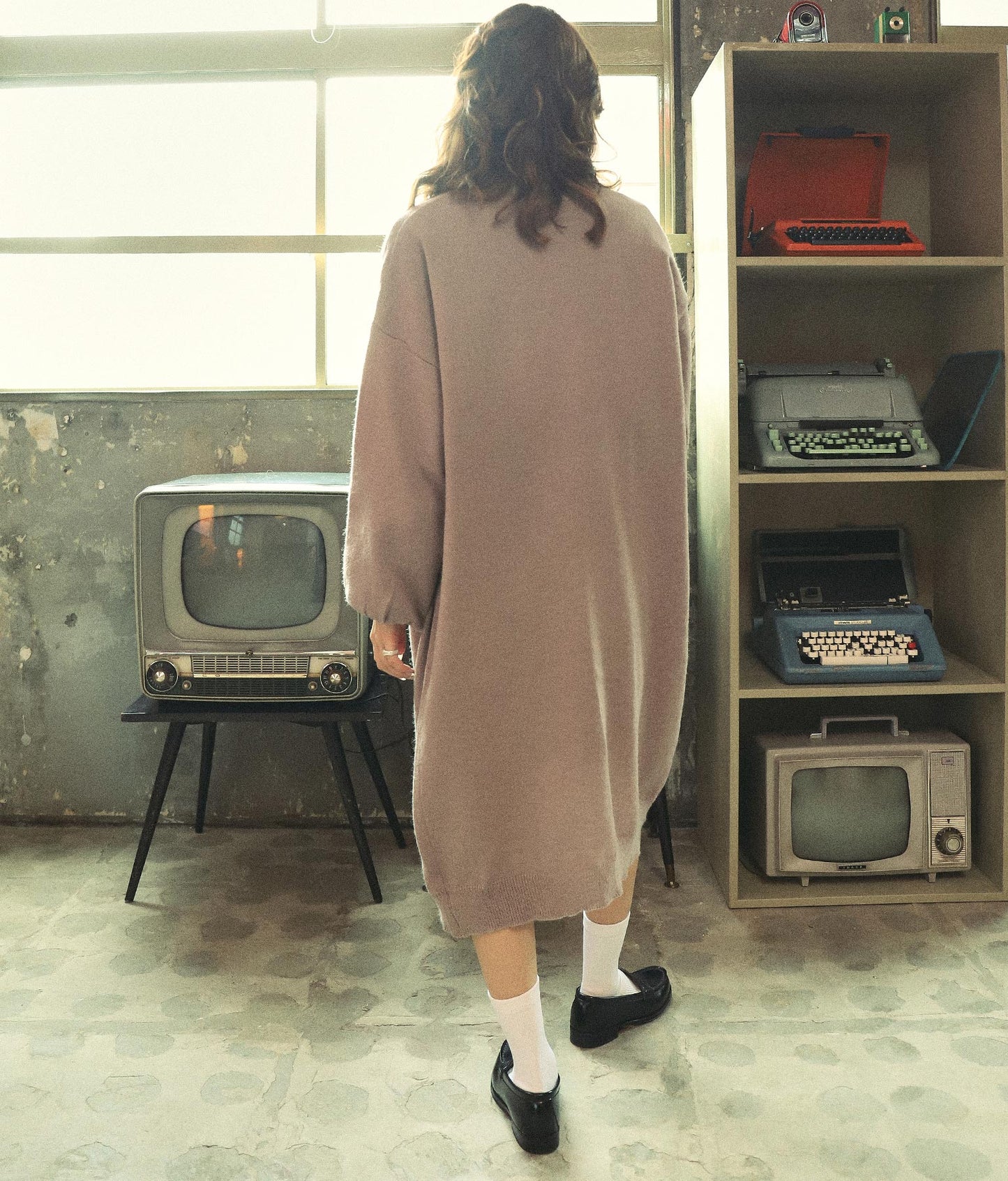 5色展開ロングガウンボリュームスリーブニットカーディガン 154-5254