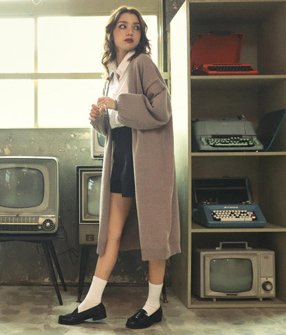 5色展開ロングガウンボリュームスリーブニットカーディガン 154-5254