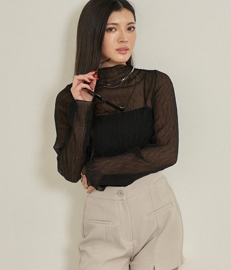 シアーサムホールハイネックトップスカットソー 793-8854