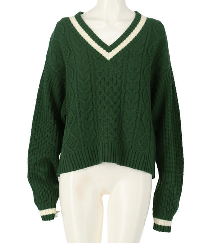 ライン入りケーブルニットトップスセーター 793-8703