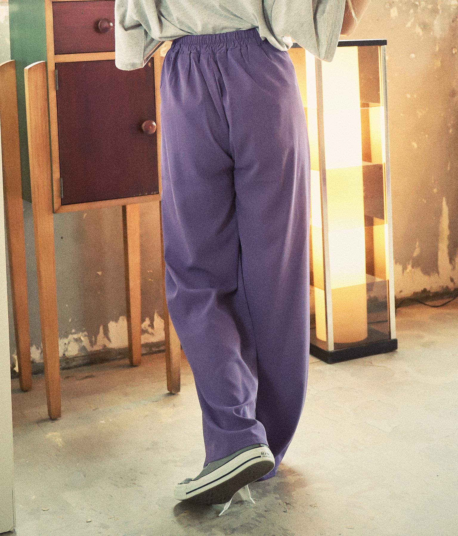 6色展開ハイウエストタック入りワイドパンツ