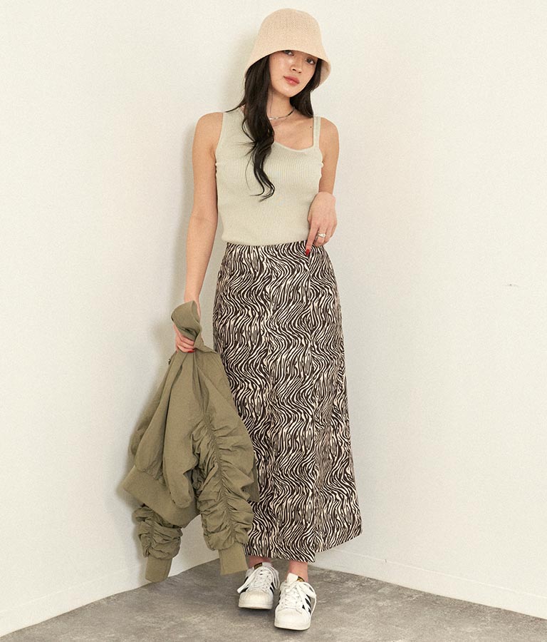 アシンメトリー ノースリーブ トップス ニット 153-5353