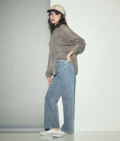 シンプルストレッチストレートデニムパンツ 152-5289