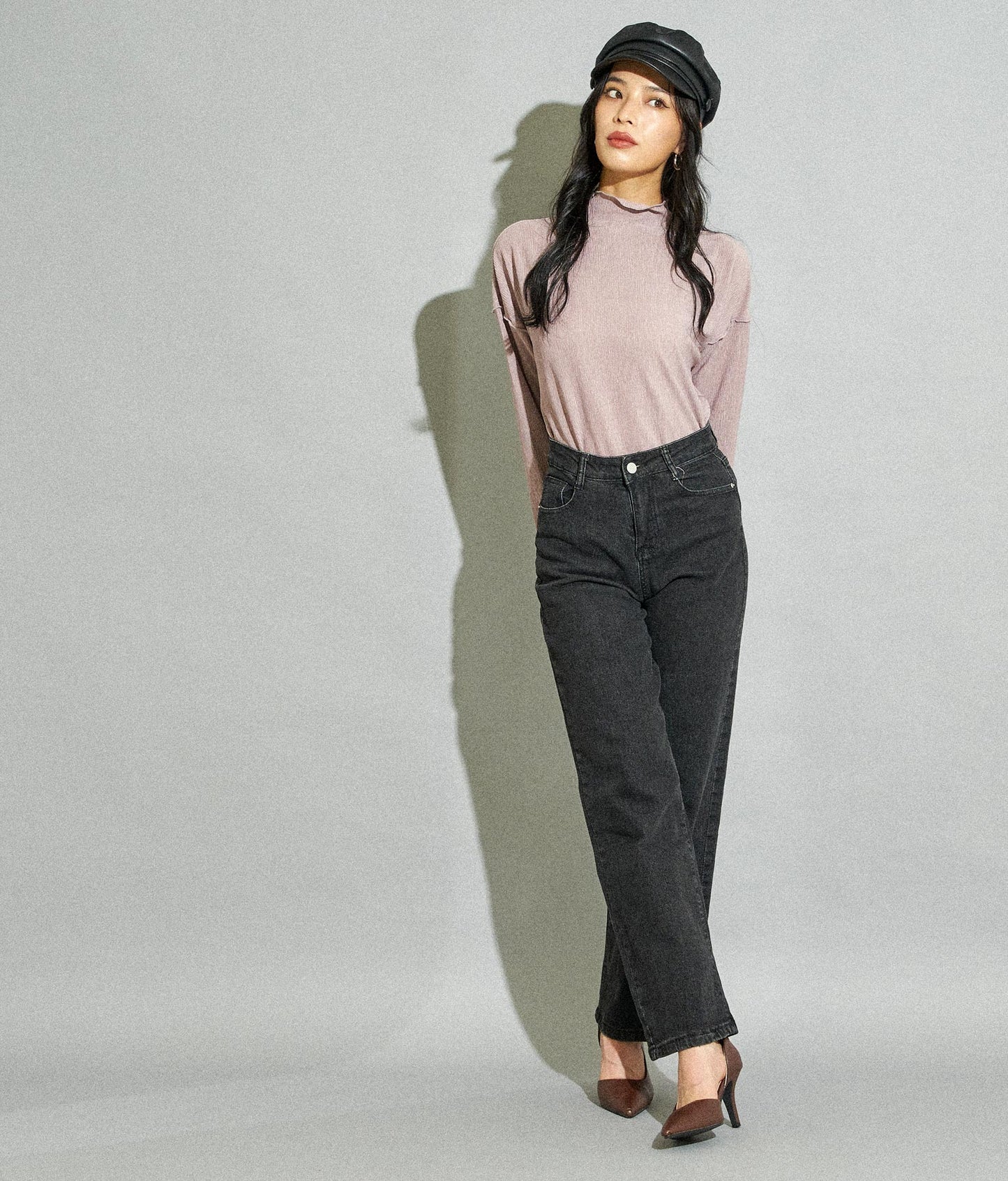 シンプルストレッチストレートデニムパンツ 152-5289