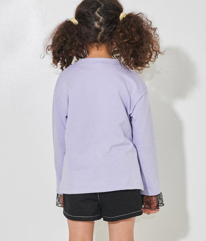 袖チュールフリル裏毛トップスカットソー 423-2917