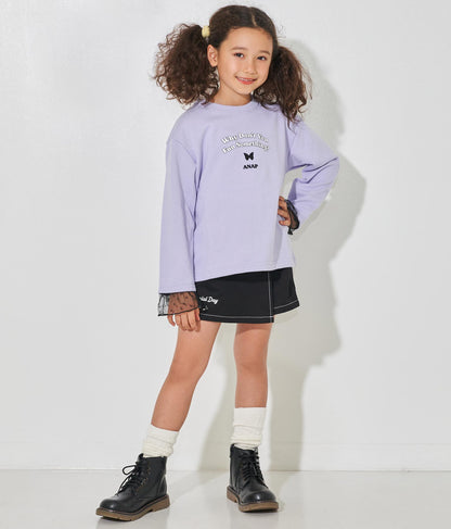 袖チュールフリル裏毛トップスカットソー 423-2917