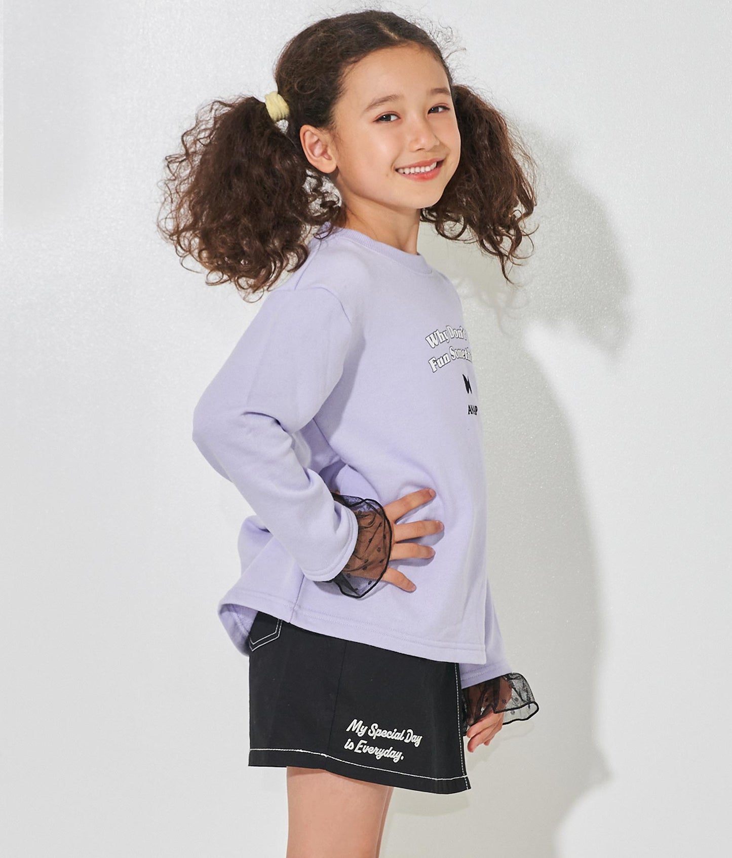 袖チュールフリル裏毛トップスカットソー 423-2917