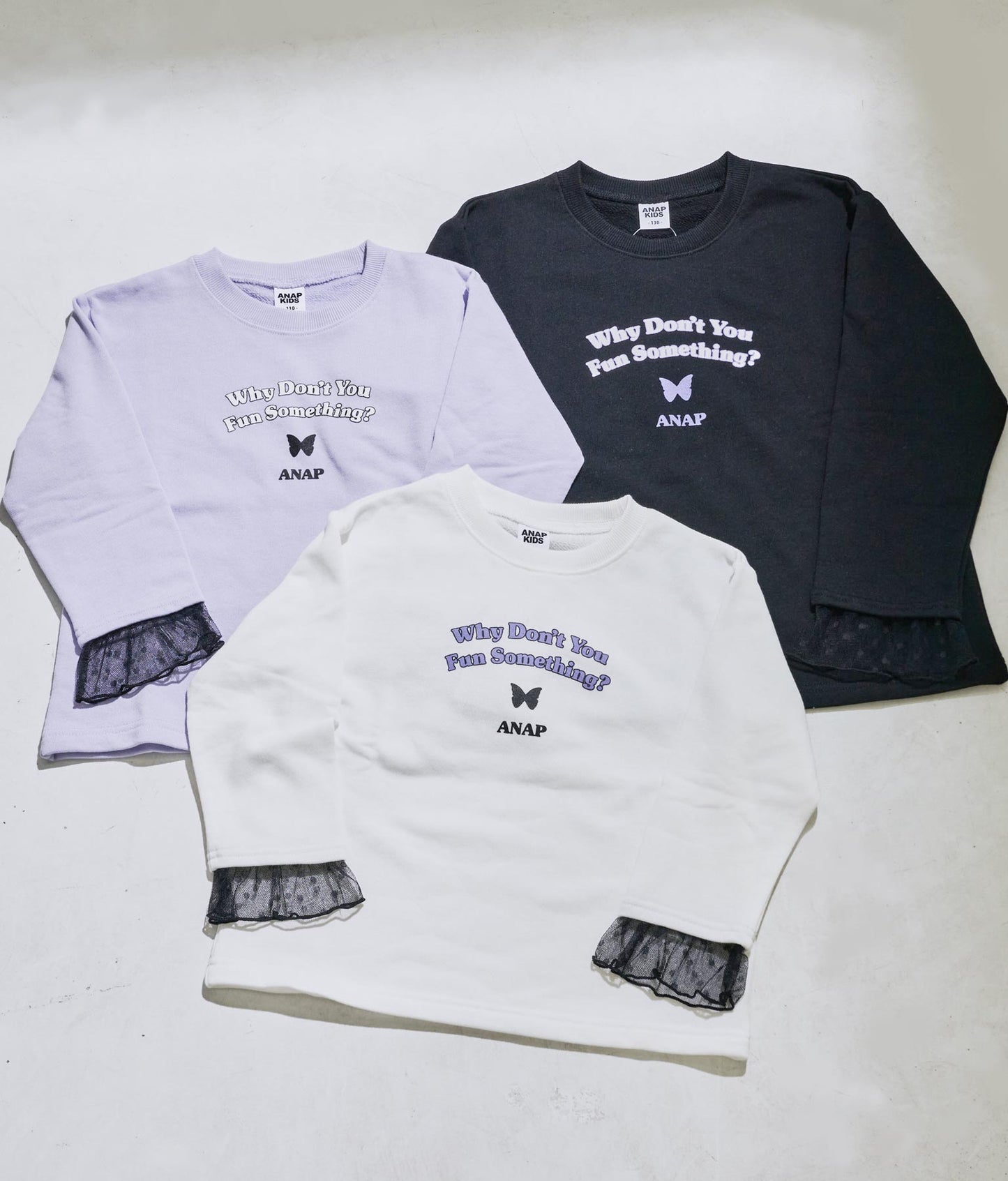 袖チュールフリル裏毛トップスカットソー 423-2917