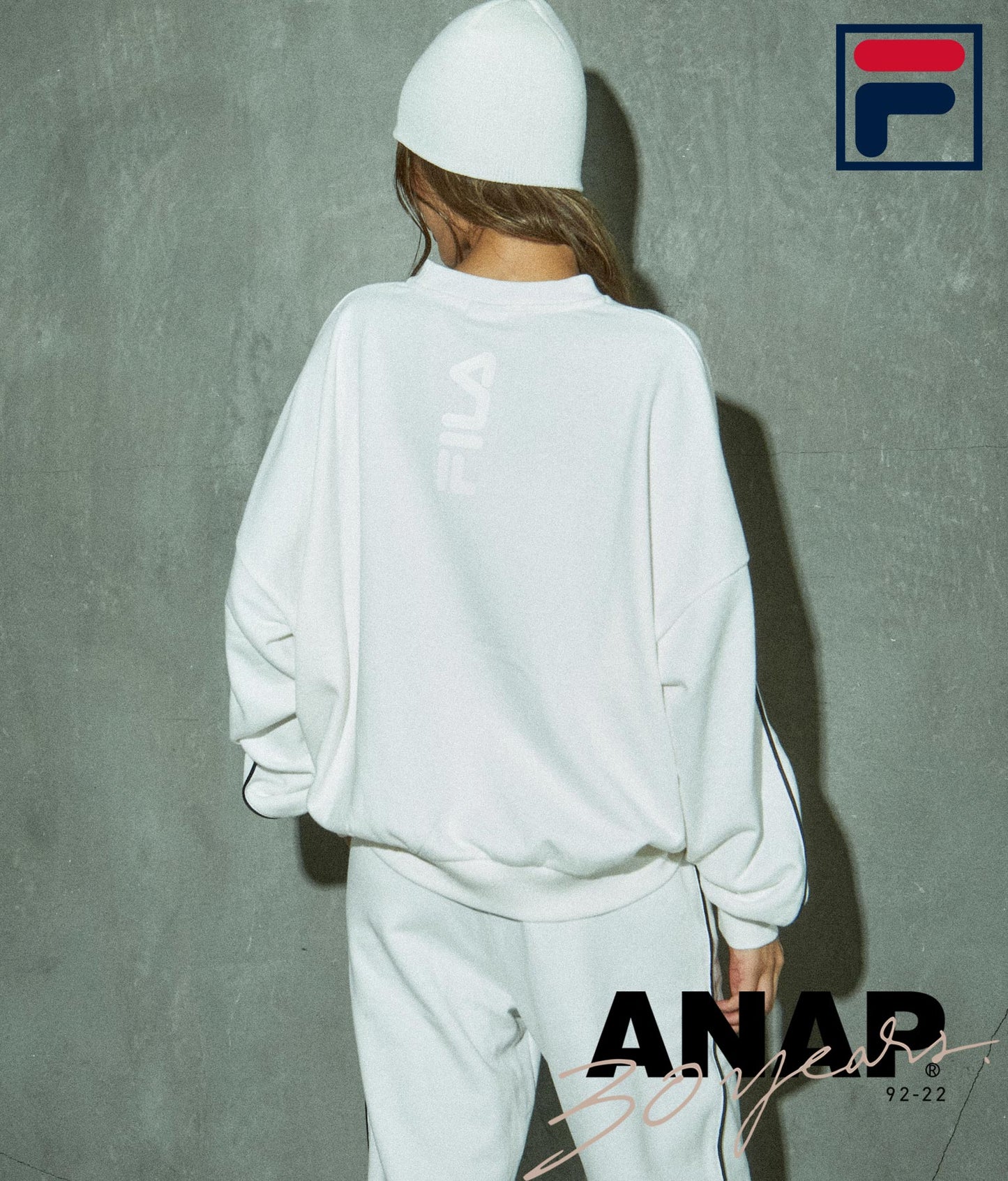 FILAパイピングデザイン裏毛プルオーバー