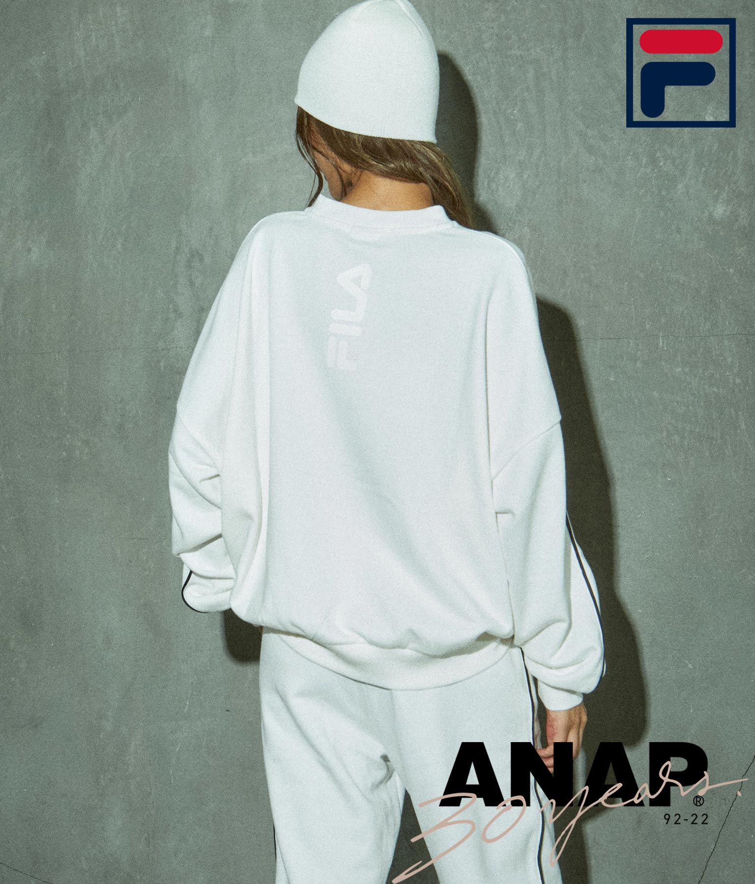 FILAパイピングデザイン裏毛プルオーバー