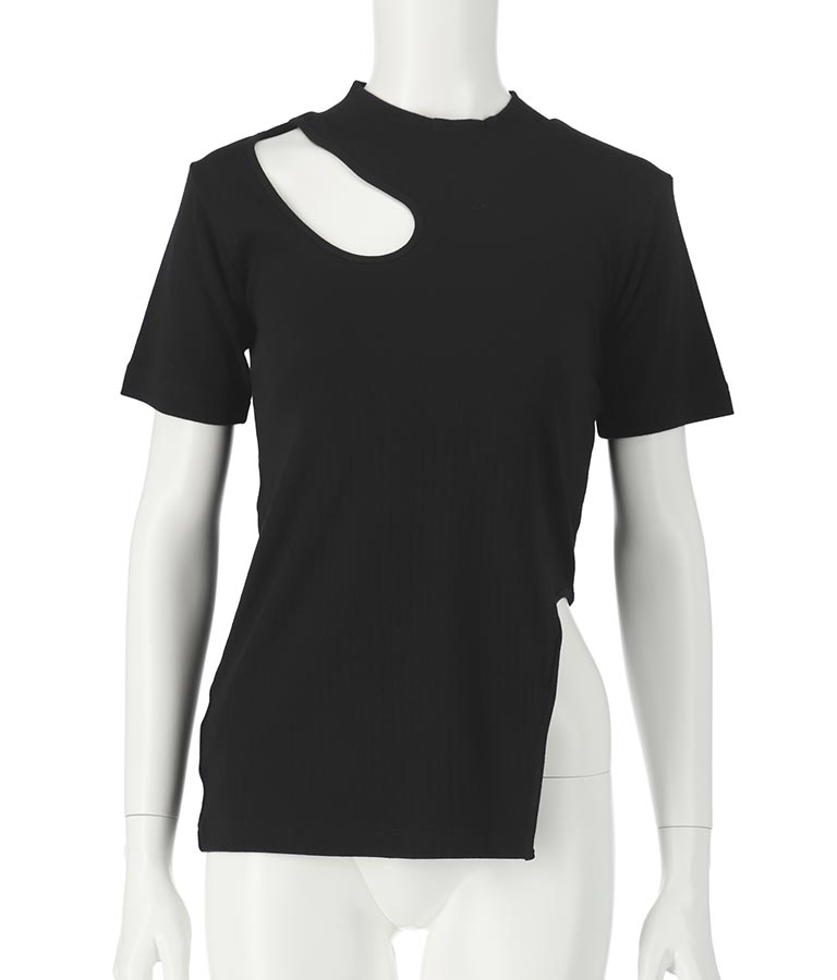 テレコリブカットアウトアシンメトリーヘムトップスTシャツ 793-8903
