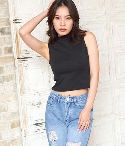 シンプル プチハイネック ノースリーブ トップス タンクトップ  793-8902