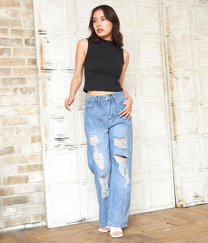 シンプル プチハイネック ノースリーブ トップス タンクトップ  793-8902