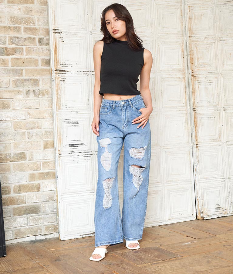 シンプル プチハイネック ノースリーブ トップス タンクトップ  793-8902